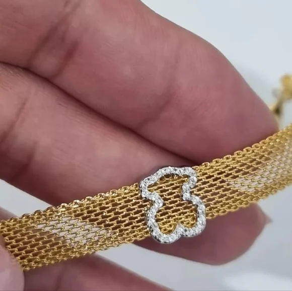 (SOLD)Tous White And Yellow Bear Mesh Bracelet - Picture 10 of 10